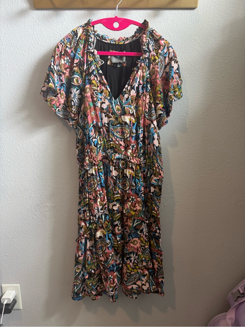 Anthropologie Mini Dress in Pink, Blue and Green Sz 1X